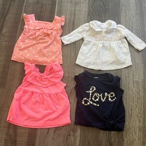 Baby Tops Set - Navy, White and pink